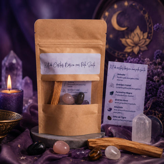 Kit de Cristais Básico com Palo Santo