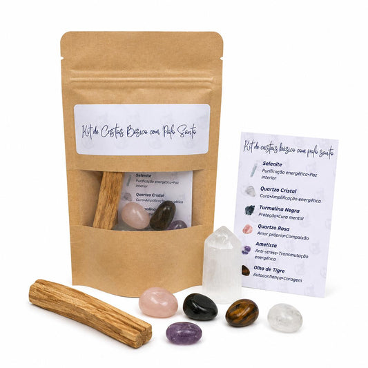 Kit de Cristais Básico com Palo Santo